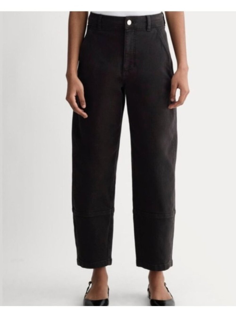 Everlane Womens Black Utility Barrel Pant size 10 Organic Cotton horseshoe